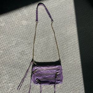 Rebecca Minkoff Purple Leather Moto 3 Zip Crossbody Bag